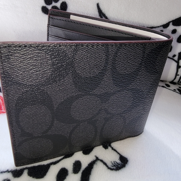 3 In 1 Compact ID Wallet In Signature Canvas COACH MEN - Picture 10 of 13